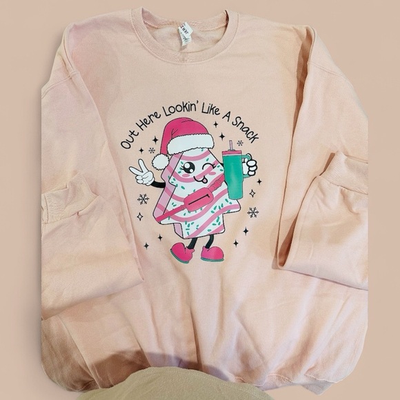NEW Blush Xl Christmas Crewneck Sweatshirt - Picture 1 of 2